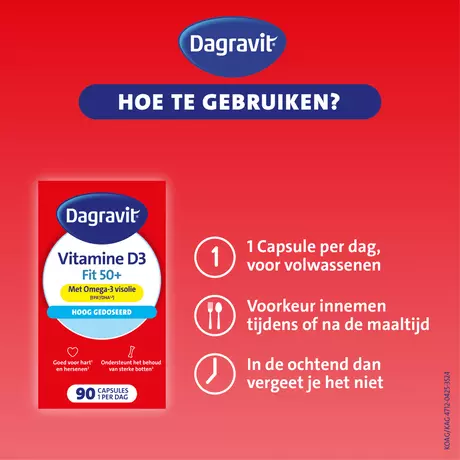 Dagravit Vitamine D3 Fit 50+ met Omega 3 en Visolie Capsules 90 stuks