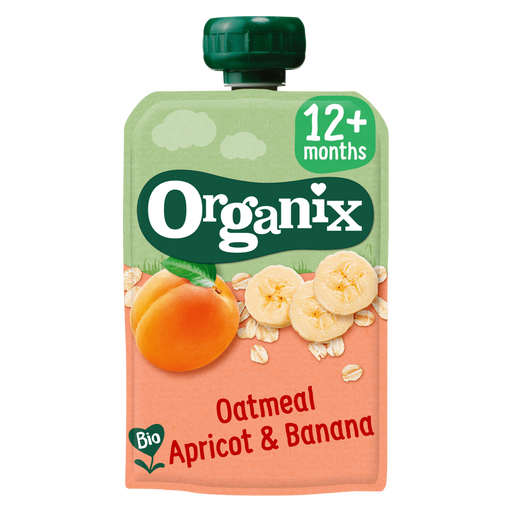 Organix Bio Knijpfruit Haver Abrikoos Banaan 12+ Maanden 100 gram