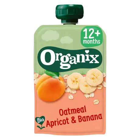 Organix Bio Knijpfruit Haver Abrikoos Banaan 12+ Maanden 100 gram