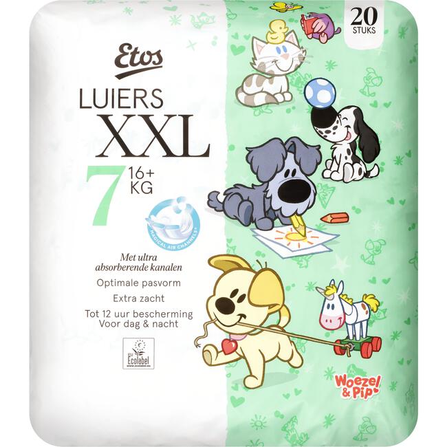 Ik zie je morgen De gasten Mijlpaal Etos Woezel & Pip Luiers XXL Maat 7 16+ kg 20 stuks 20 EA | Etos