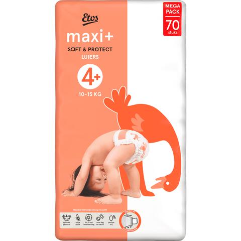 Etos Luiers Maxi+ Maat 4+ Jumbo Pack 70 Stuks
