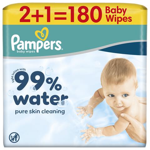 Pampers 99% Water Billendoekjes 3x60 stuks
