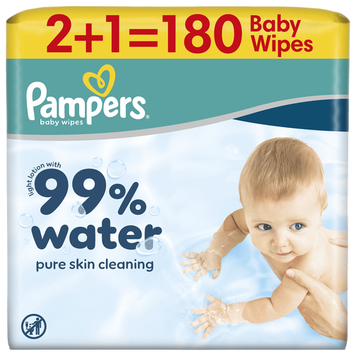 Pampers 99% Water Billendoekjes 3x60 stuks