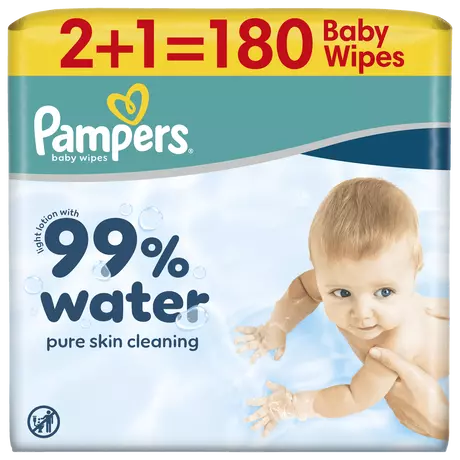 Pampers 99% Water Billendoekjes 3x60 stuks