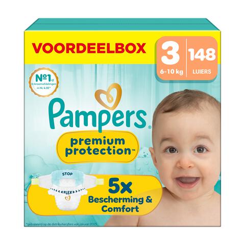 Pampers Premium Protection Voordeelbox Luiers Maat 3 6-10 KG 148 stuks