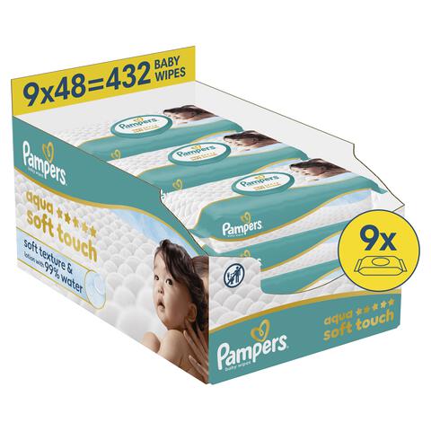 Pampers Aqua Soft Touch Billendoekjes 9x48 stuks