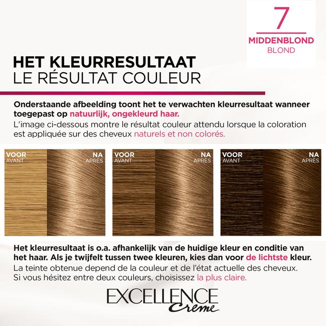 L'Oréal Paris Excellence Crème Permanente Haarverf 7 Middenblond
