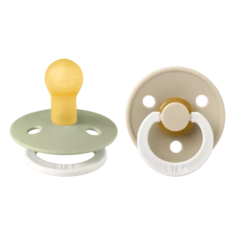 BIBS Glow In The Dark Fopspeen Rond Latex Maat 1 Sage/Vanilla 2 stuks