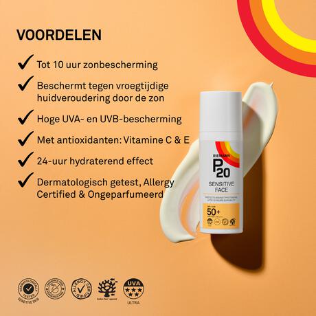 P20 Sensitive Face Zonnebrandcrème SPF50+