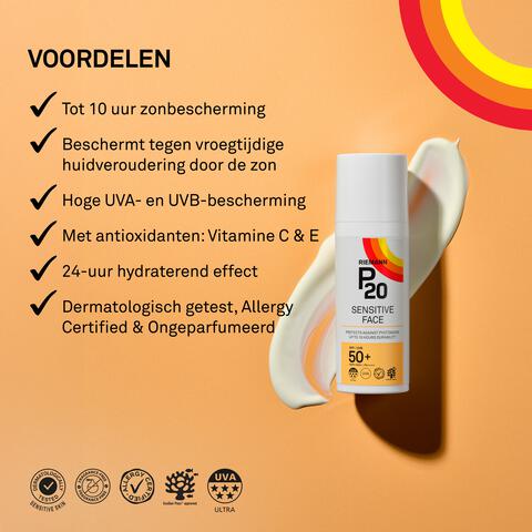 P20 Sensitive Face Zonnebrandcrème SPF50+