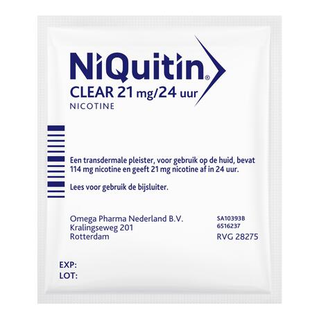 NiQuitin Clear 21 mg Transparante Nicotinepleisters Stap 14 stuks