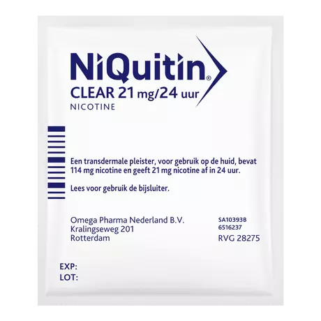 NiQuitin Clear 21 MG Transparante Nicotinepleisters Stap 1 14 stuks