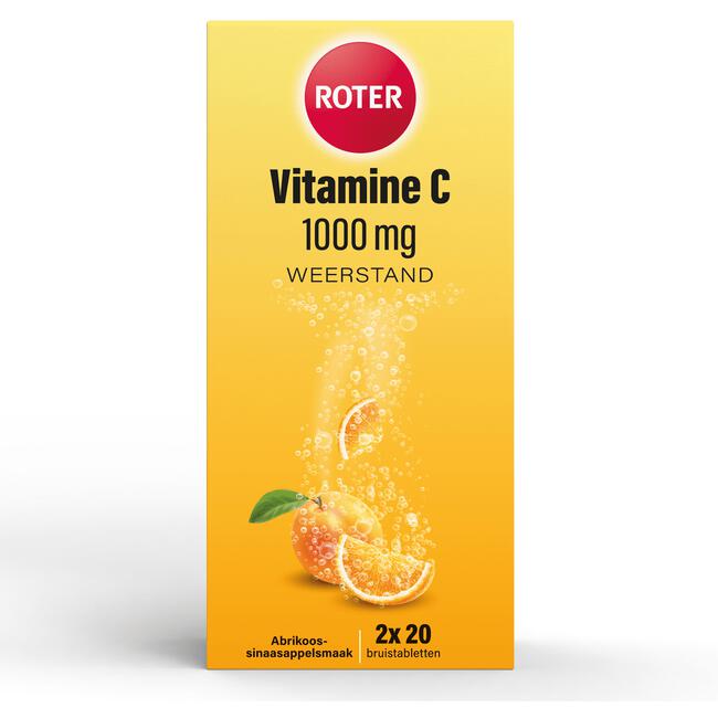 Roter Vitamine C Bruis 1000 mg Abrikoos-Sinaasappel 40 bruistabletten