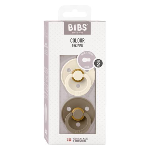 BIBS Fopspeen Two Pack Natuurlijk Rubber Ivory/Dark Oak Maat 2