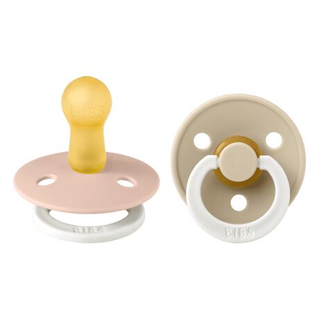 BIBS Glow in the dark Fopspeen Two Pack Natuurlijk Rubber Blush/Vanilla Maat 2