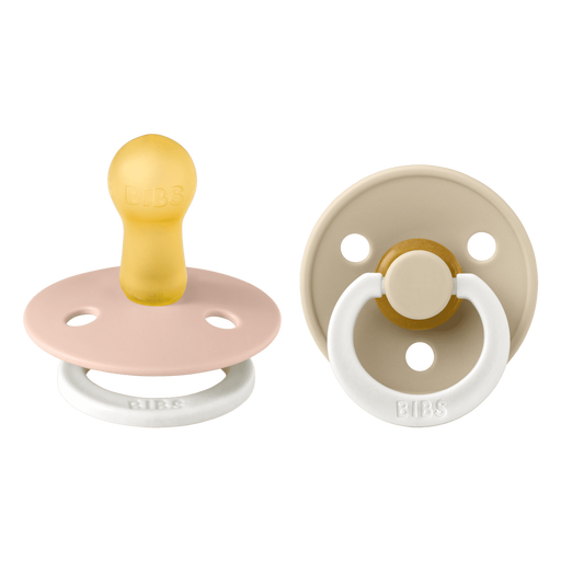 BIBS Glow In The Dark Fopspeen Rond Latex Maat 2 Blush/Vanilla 2 stuks