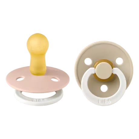 BIBS Glow In The Dark Fopspeen Rond Latex Maat 2 Blush/Vanilla 2 stuks