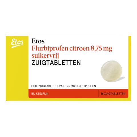 Etos Flurbiprofen Citroen 8,75 Mg Suikervrij, Zuigtabletten 16 Stuks