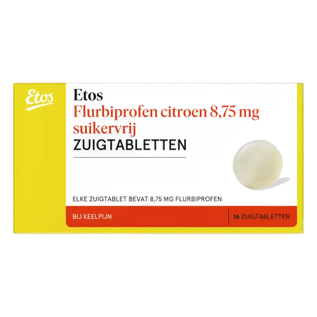 Etos Flurbiprofen Citroen 8,75 Mg Suikervrij, Zuigtabletten 16 Stuks