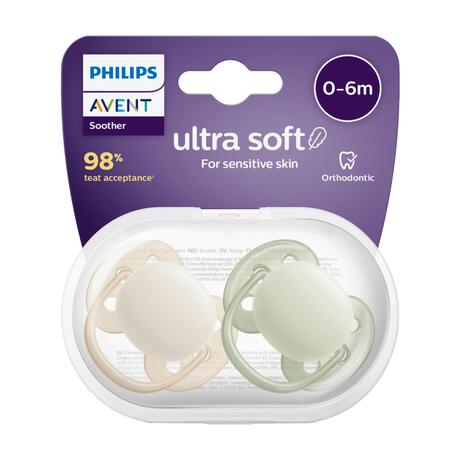 Philips Avent Fopspeen Ultra Soft 0-6M Double Pack, mixed - SCF091/39
