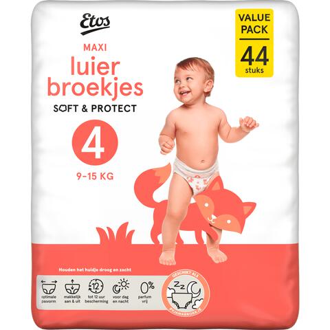 Etos Luierbroekjes Maxi Maat 4 9-15 kg Value Pack 44 stuks