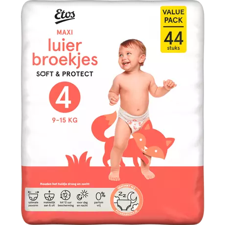 Etos Luierbroekjes Maxi Maat 4 9-15 kg Value Pack 44 stuks