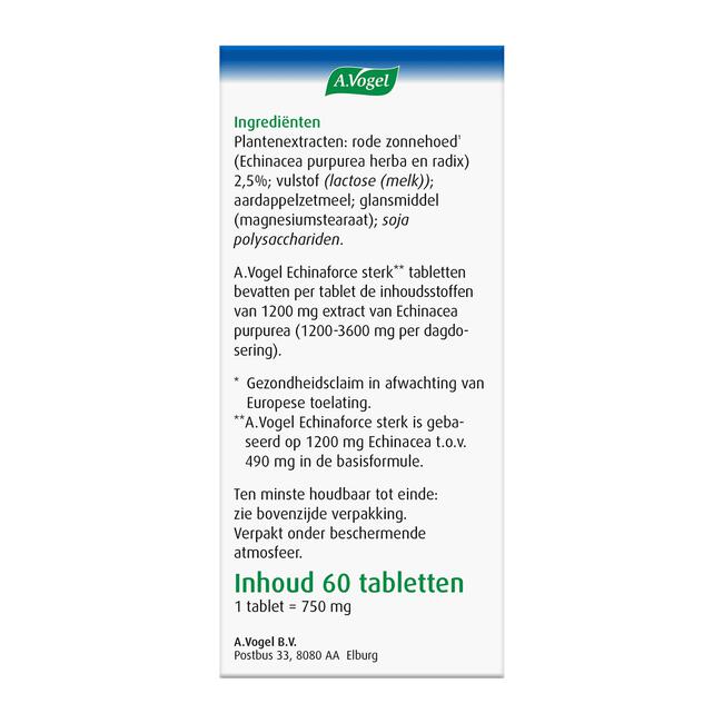 A.Vogel Echinaforce Sterk** Weerstand1* Tabletten 60 stuks