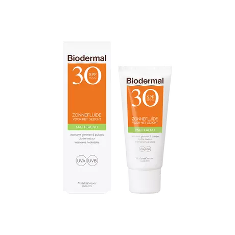 Biodermal Matterend Zonnefluïde Voor Het Gezicht SPF30 40 ML