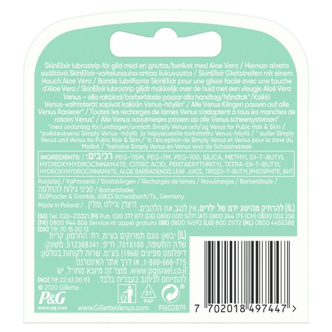 Gillette Venus Deluxe Smooth Sensitive Navulmesjes 4 Stuks