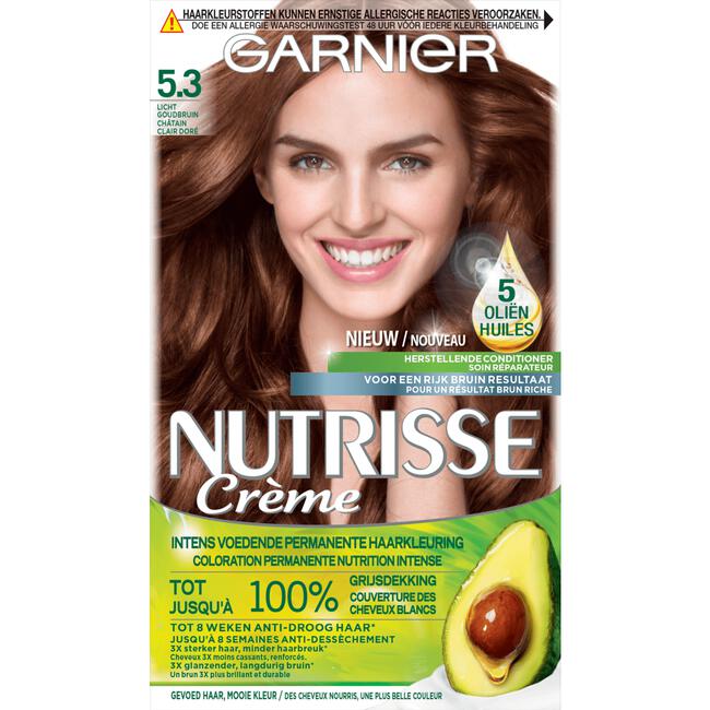 Garnier Nutrisse Crème Permanente Haarverf 5.3 Licht Goudbruin