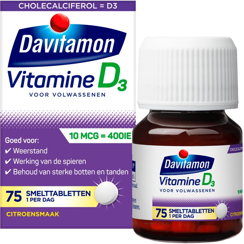 Davitamon Vitamine D Citroensmaak Smelttabletten 75 stuks