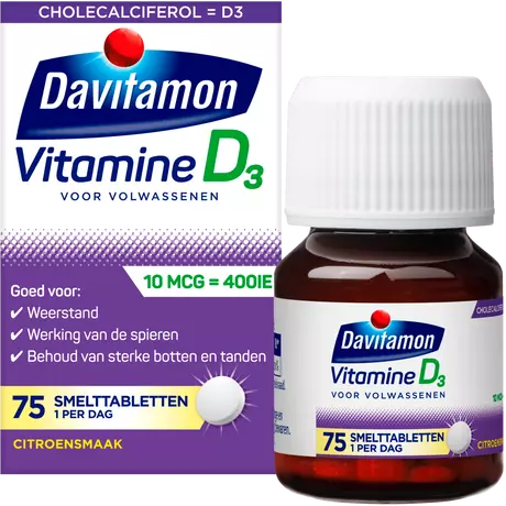 Davitamon Vitamine D Citroensmaak Smelttabletten 75 stuks