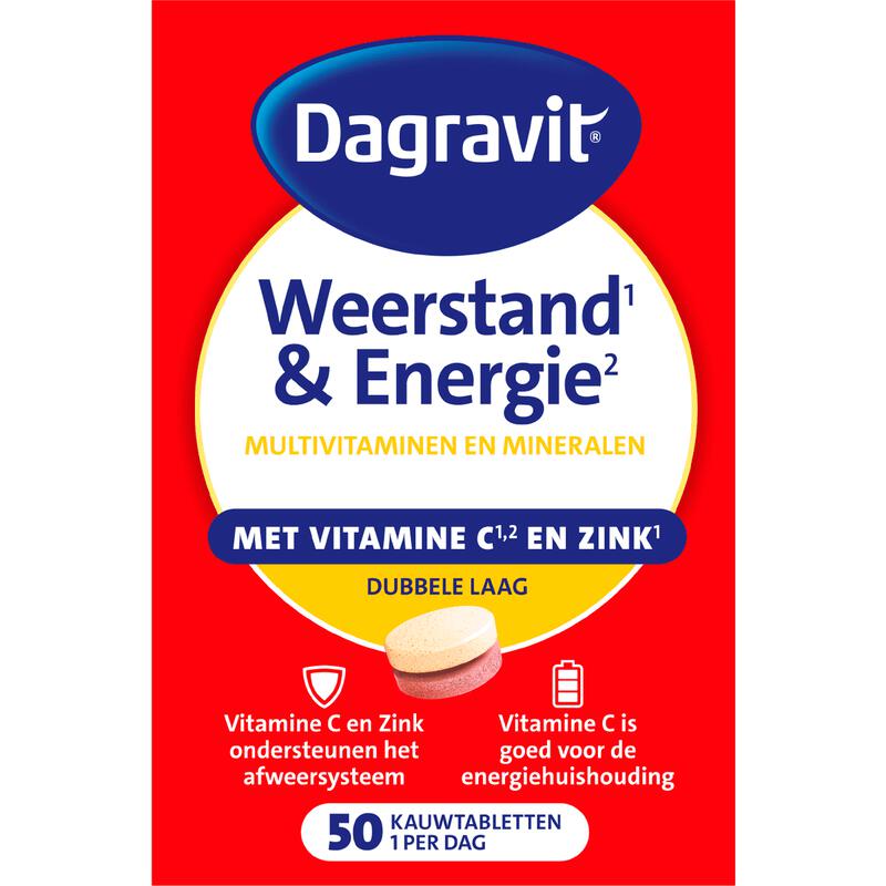 Dagravit Multivitaminen Weerstand & Energie Kauwtabletten 50 stuks
