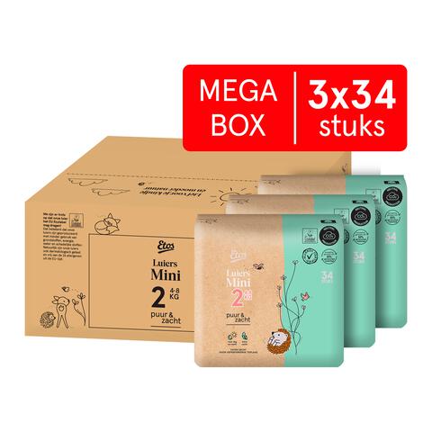 Etos Puur & Zacht Luiers Mini Maat 2 4-8 kg Megabox 102 stuks