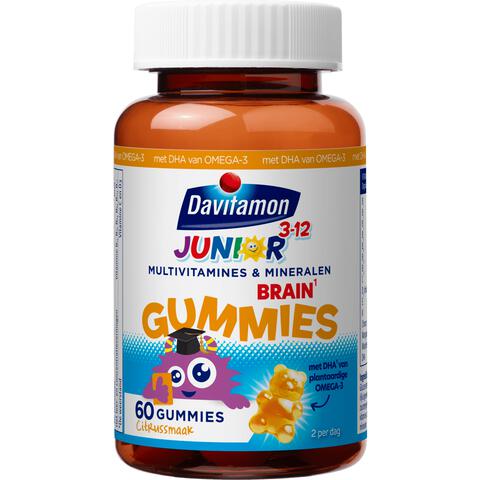 Davitamon Junior Brain Gummies met Omega 3 Multivitamine kinderen 60 stuks