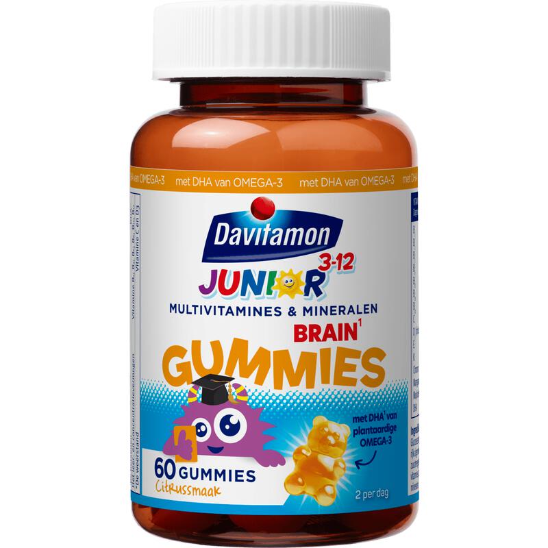 Davitamon Junior 3+ Brain Gummies Omega 3 Multivitamine kinderen 60 stuks