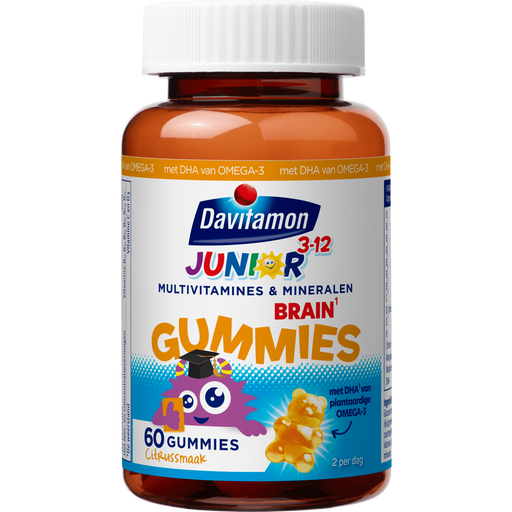 Davitamon Junior 3+ Brain Gummies Omega 3 Multivitamine kinderen 60 stuks