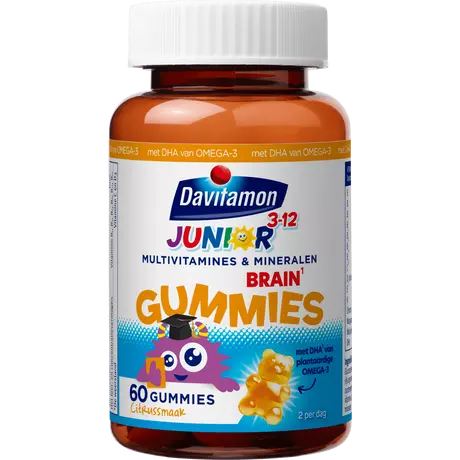 Davitamon Junior 3+ Brain Gummies Omega 3 Multivitamine kinderen 60 stuks