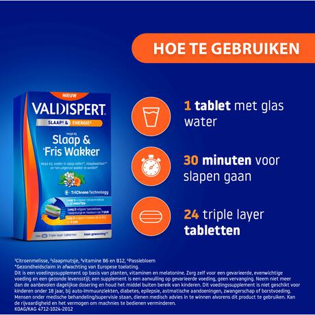 Valdispert Slaap & Fris Wakker Tabletten 24 stuks