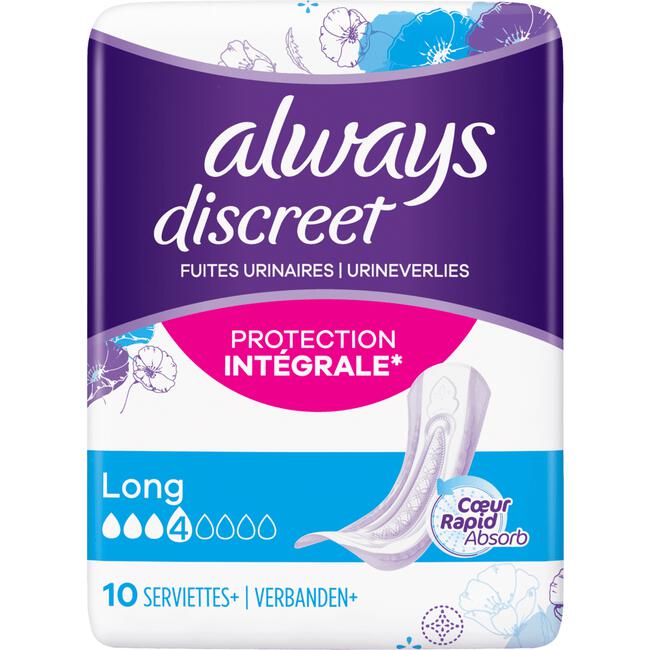 Always Discreet Verband Voor Urineverlies Dames Plus Long x10