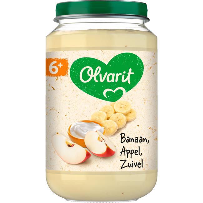 Olvarit Banaan Appel Yoghurt Fruithapje 6+ maanden 200 GR