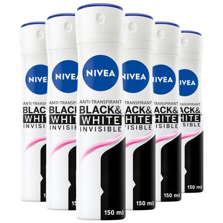 NIVEA Invisible Black & White Original Anti-Transpirant Deodorant Spray 150 ML Multipack 6 stuks
