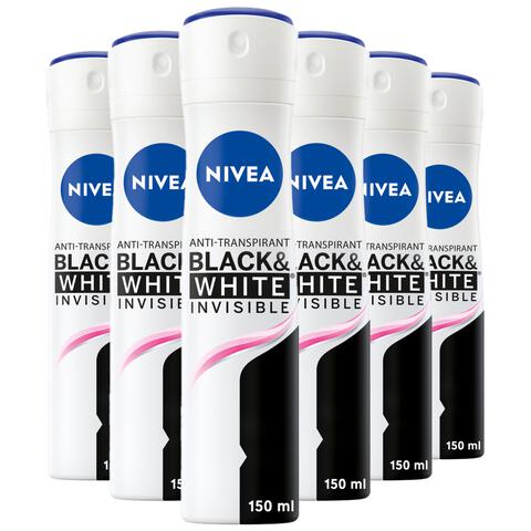 NIVEA Invisible Black & White Original Anti-Transpirant Deodorant Spray 150 ML Multipack 6 stuks