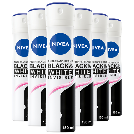 NIVEA Invisible Black & White Original Anti-Transpirant Deodorant Spray 150 ML Multipack 6 stuks