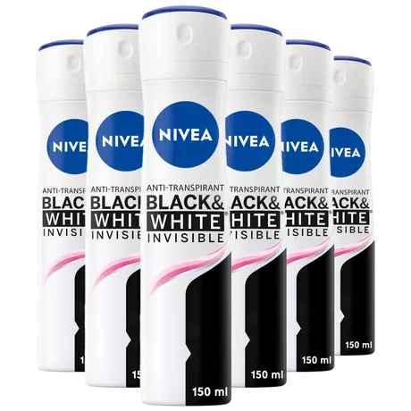 NIVEA Invisible Black & White Original Anti-Transpirant Deodorant Spray 150 ML Multipack 6 stuks