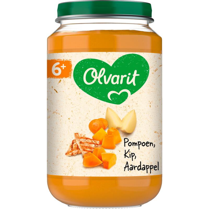 Olvarit Pompoen Kip Aardappel 6+ Maanden 200 gram