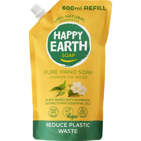 Happy Earth 100% Naturalijke Jasmine Ho Wood Handzeep Navulzak 600 ML