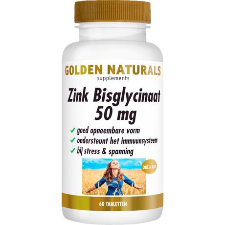 Golden Naturals Zink Bisglycinaat 50 mg Tabletten 60 stuks