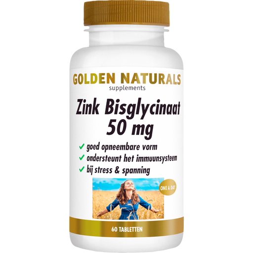 Golden Naturals Zink Bisglycinaat 50 MG Tabletten 60 stuks