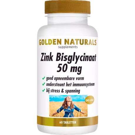 Golden Naturals Zink Bisglycinaat 50 MG Tabletten 60 stuks